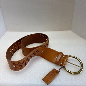 Women’s Linea Pelle Caramel Braided Leather Belt Size Medium